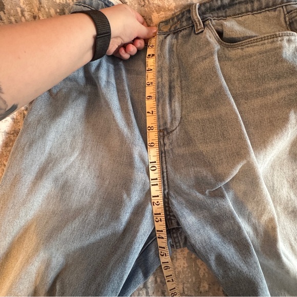 Blank NYC The Franklin Ribcage Wide Leg Jeans Sz 31 Light Wash Whiskering‎ READ - Picture 12 of 14